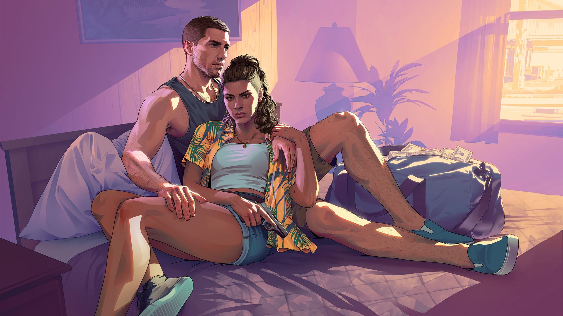 GTA 6 Standard and Ultimate Edition comparison — Jason and Lucia in Vice City — © Rockstar Games