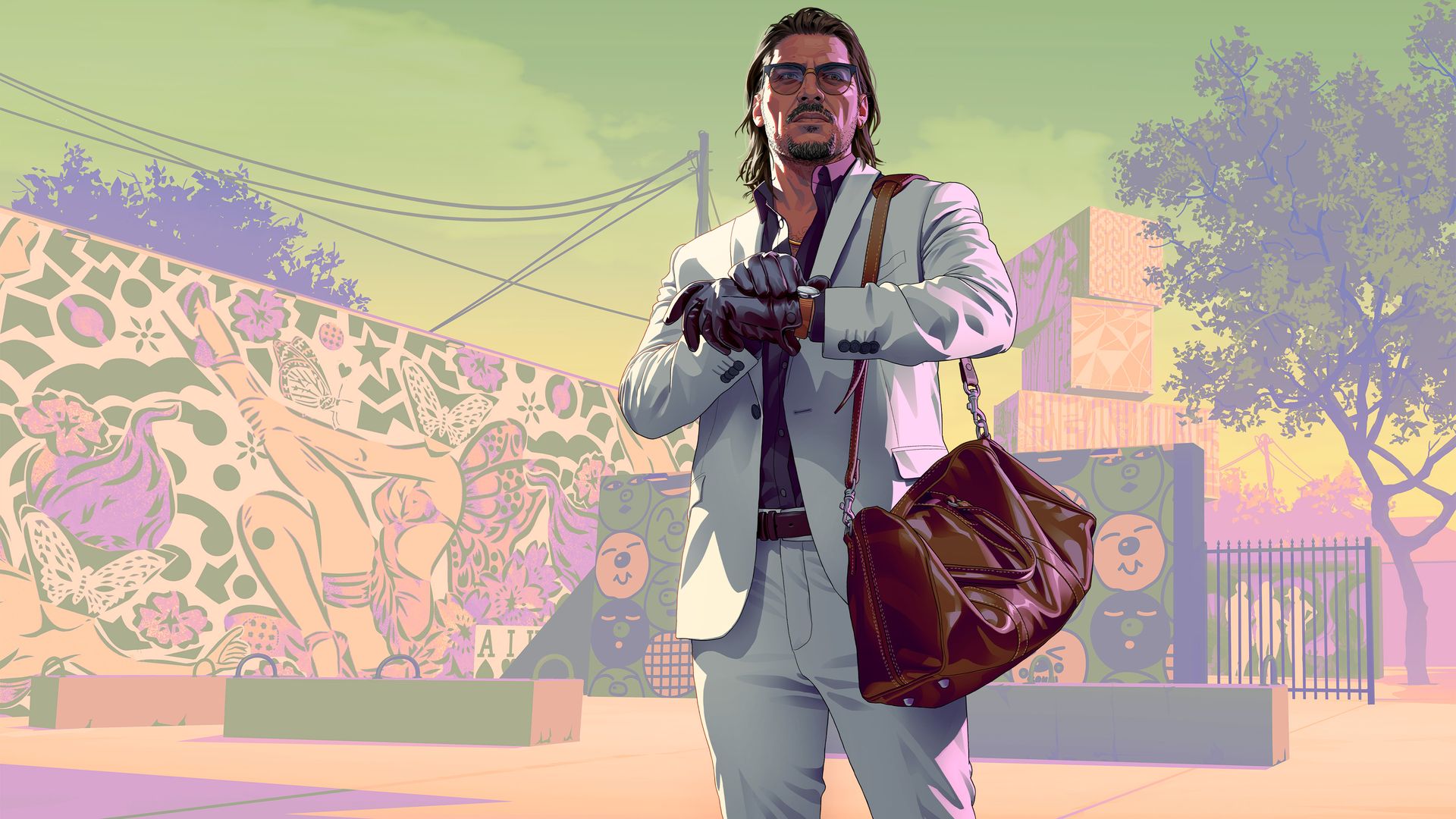 Raul Bautista, one of the supporting characters introduced around GTA 6 Trailer 2, official Rockstar Games key art